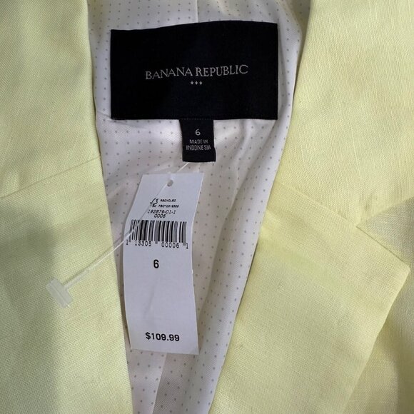 Banana Republic Womens Yellow Linen-Blend Blazer Size 6 New - Picture 2 of 6